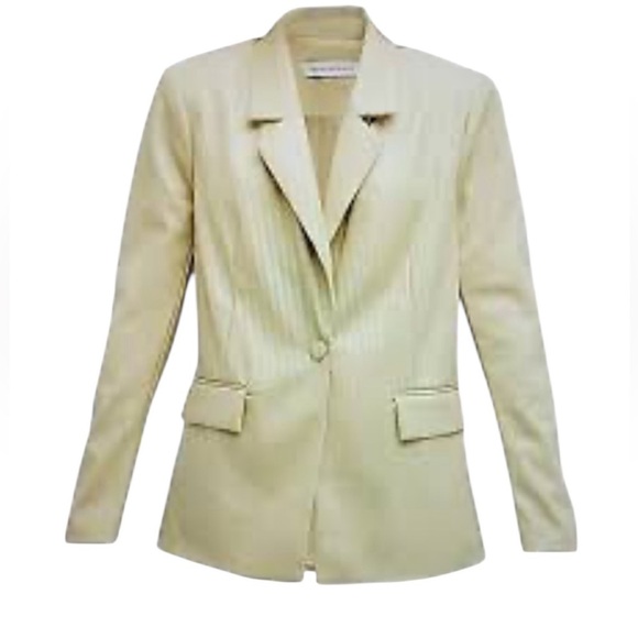 WeWoreWhat Jackets & Blazers - WEWOREWHAT Women’s Downtown Blazer Vegan Leather size M jacket Oat Sage Grn EUC